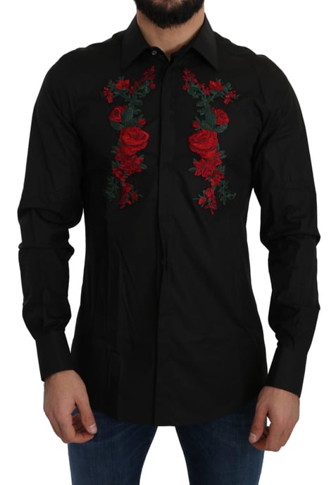 Dolce & Gabbana Elegantes Floralgesticktes Baumwollhemd für Herren - Image 5