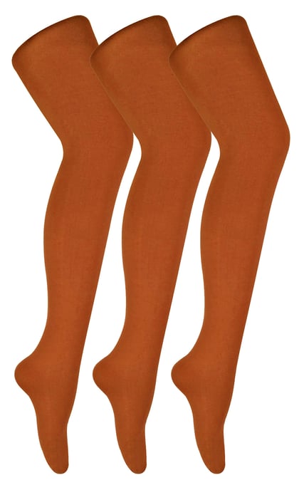 3 Paar Multipack Damen farbige undurchsichtige 80 Denier Strumpfhosen | Socken Snob | einfarbige Block Farbe Strumpfhosen - Potters Clay - Image 1