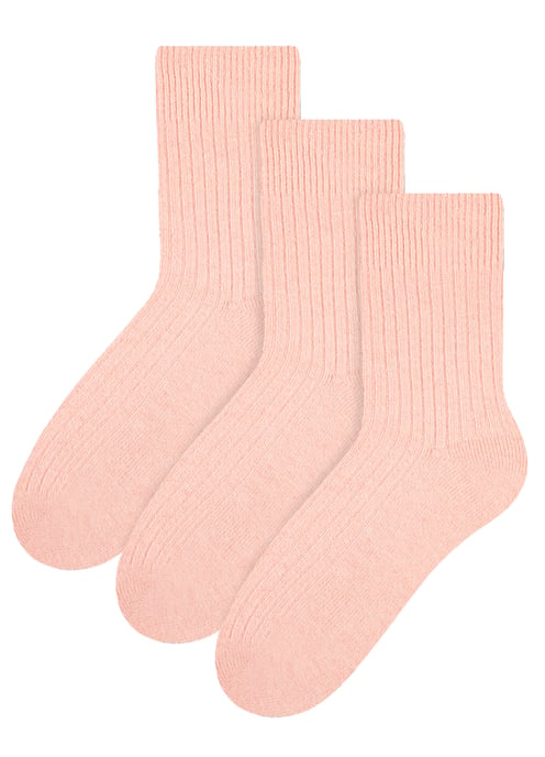 3 Paar Womens Wool Dress Socks | Steven | Ladies Breathable Cushioned Socks - Light Pink - Image 1