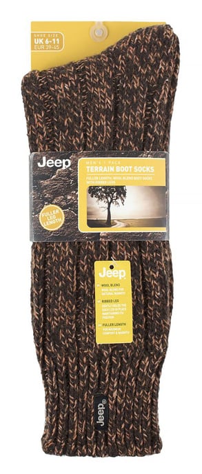 Herren Wolle Wandern Socken | Jeep | Knit Ribbed Design gepolstert Boot Socken für Trekking, Laufen, Wandern - Amber / Brown - Image 2