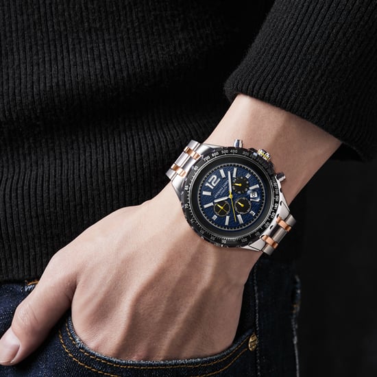 Hand Assembled Anthony James Limited Edition Chronograph Racer Blue Watch