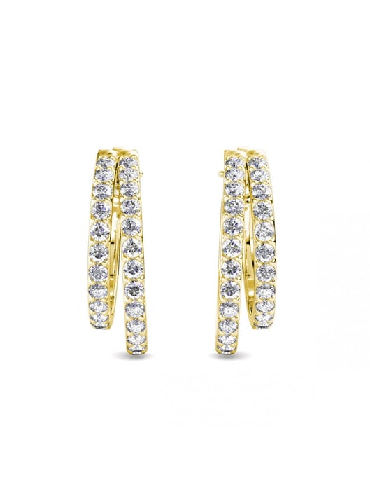 Duo-Ring-Ohrringe - Gold und Kristall - Image 3