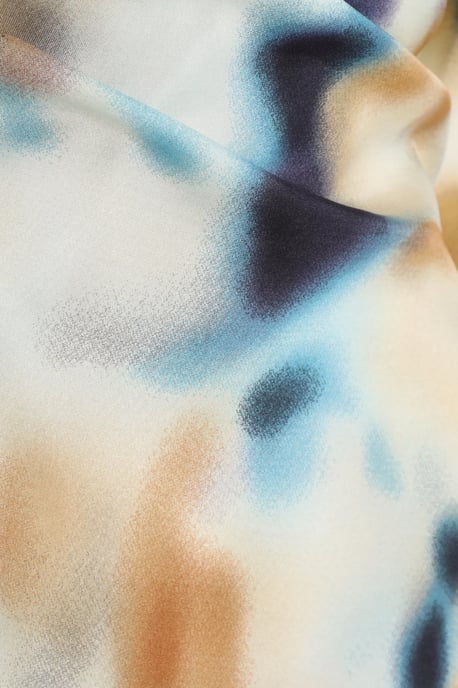 Multicoloured Marble Print Satin Blouse