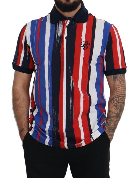 Dolce & Gabbana Mehrfarbiges Baumwoll-Polo-Shirt für Herren - Image 3