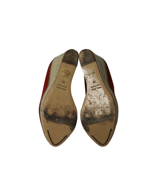 Charlotte Olympia Carmen Espadrille Plattform Wedge Pumps aus rotem Canvas - Image 5