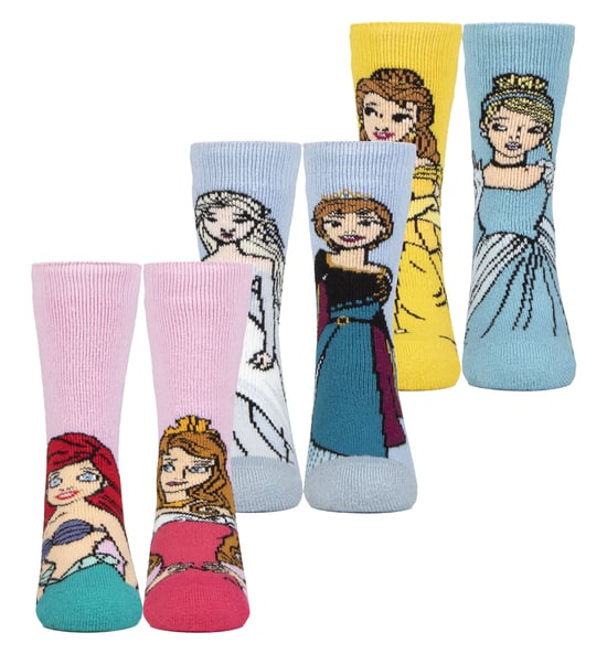 3 Paar Multipack Neuheit Mädchen Disney Socken | Wärmehalter | Kinder Thermal Warm Lite Prinzessin Socken - Disney Princess - Image 1