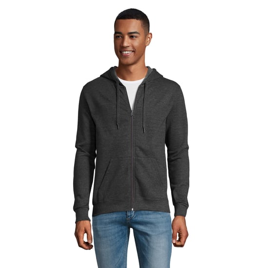 SOLS Mens Stone Zip Up Plain Hoodie (Holzkohle Mergel) - Image 4