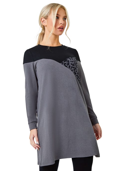 Petite Animal Colour Block Knit Dress - Image 1