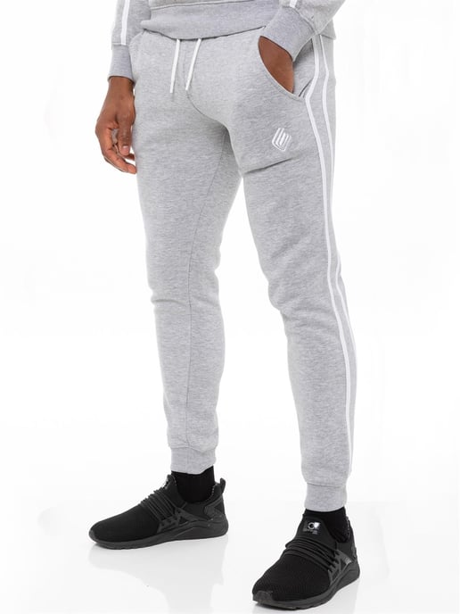 Enzo | Mens Pullover Tape Hoodie Tracksuit Set - Grey