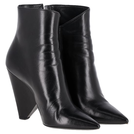 Saint Laurent Pyramid-Absatz Stiefeletten aus schwarzem Leder - Image 4