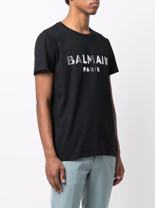Balmain Silver T-Shirt mit Logo-Print in Schwarz - Image 2