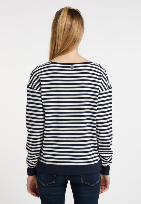 Dreimaster Strickpullover Damen Marine Wollweiss - Image 4