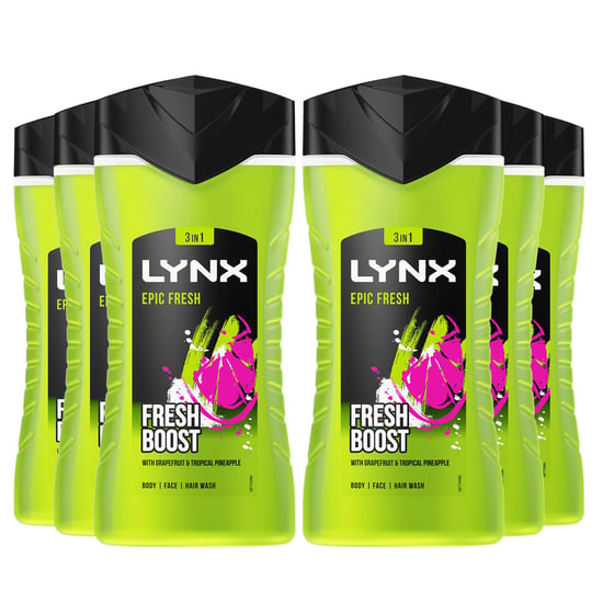 Lynx Shower Gel Epic Fresh Grapefruit & Tropical Pineapple Scent 225ml, 6 Pack