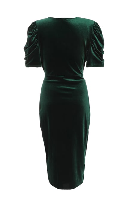 Bottle Green Velvet Wrap Midi Dress
