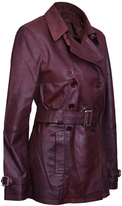 Women's mid-length leather trench coat - Oakham