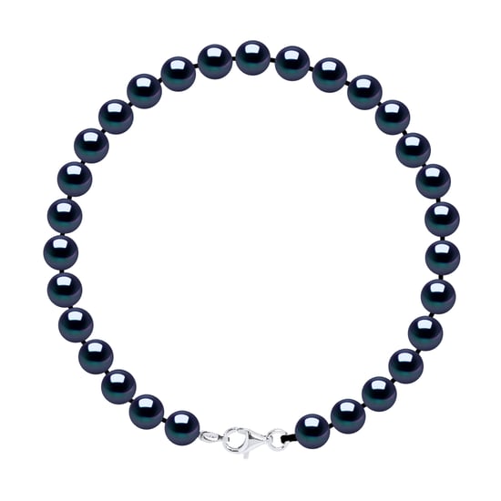 DIADEMA - Bracelet - Real Freshwater Pearls - Black Tahitian Style - Silver