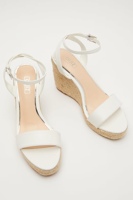 White Woven Wedges