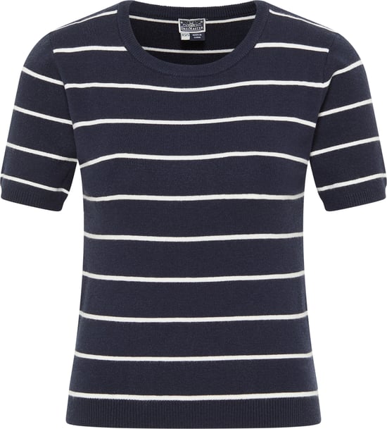 Dreimaster Kurzarm-Pullover Damen Marine Wollweiss - Image 1