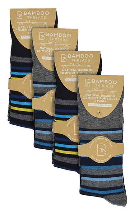 12 Paar Multipack Herren nicht elastische Bambus Socken | Extra Wide Soft Top Diabetiker freundliche Socken - sortiert - Image 2