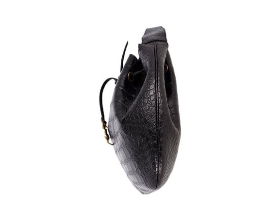 Saint Laurent Medium Paris VII Hobo Tasche mit Krokodilprägung aus schwarzem Leder - Image 2