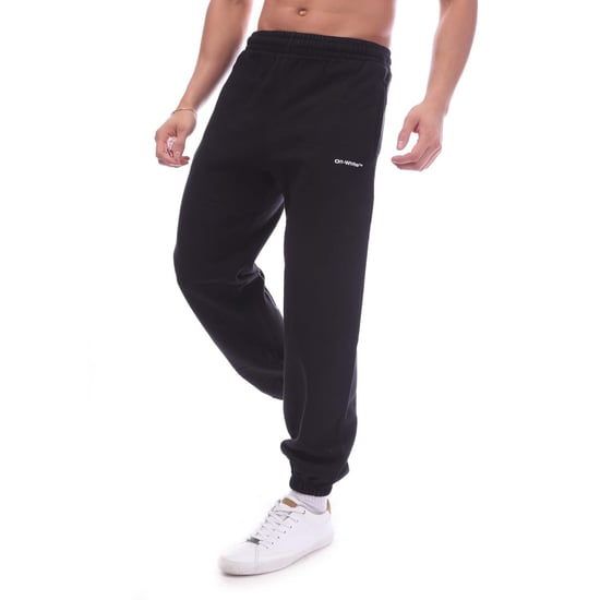 Men's Off White Wave Outline Diagonal Short Sweatpants in Black-White