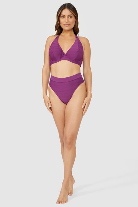 Gorgeous Textured  Non Padded Plunge Underwire Bikini Top