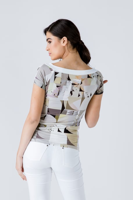 Print Drape Neck Top