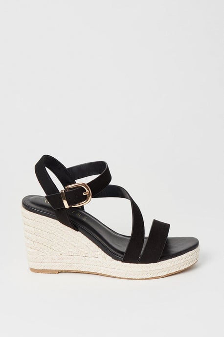 Wide Fit Rosalie Asymmetric Espadrille High Wedge Sandals