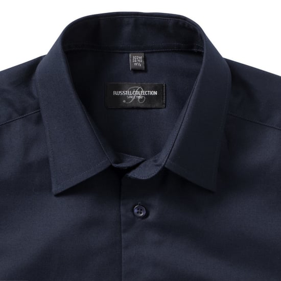 Russell Collection Herren-Langarmhemd aus pflegeleichtem Oxford (Bright Navy) - Image 5