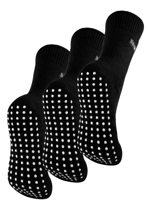 THMO - 3 Paar mit Fleece gefütterte, atmungsaktive Damen-Slipper-Socken - Schwarz - Image 1