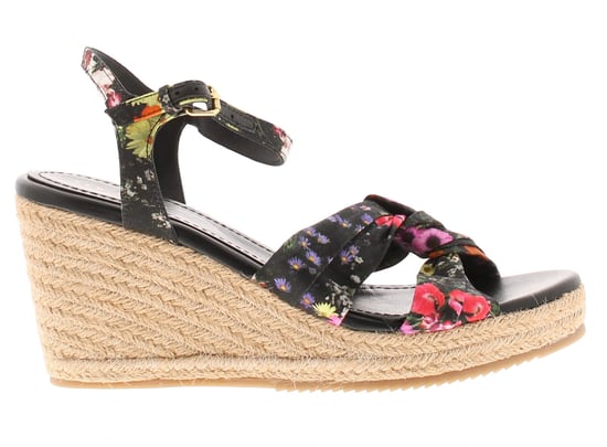 Ted Baker Damen Sandalen Cardima Espadrille Keilabsatz Floral Druck Schwarz - Image 2