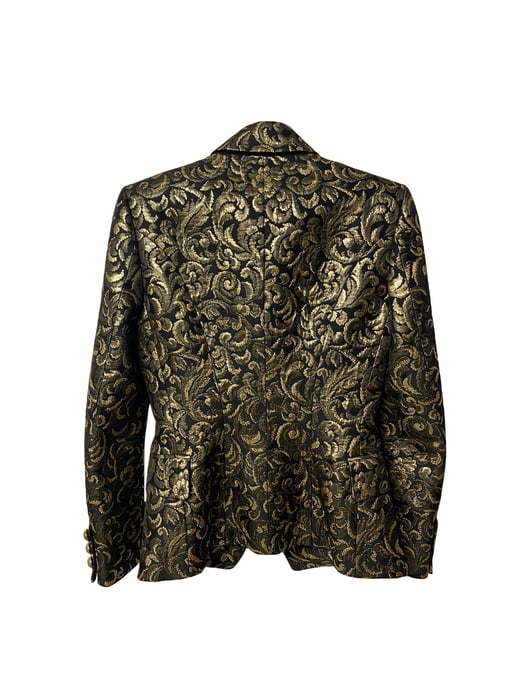 Balmain Metallic Brokatblazer in Gold-Acetat - Image 4