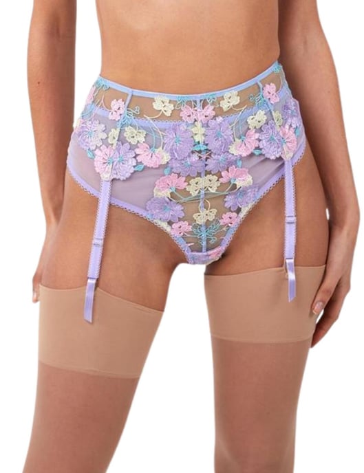 Playful Promises Luna Embroidery Picot Suspender Belt