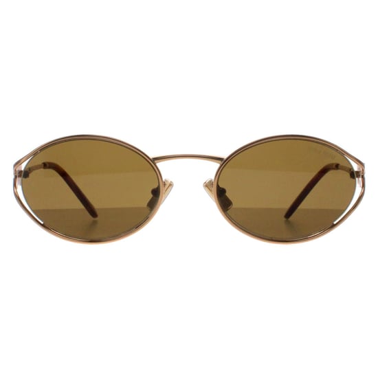 Miu Miu Oval Damenbrille Messing Gold Dunkelbraun Sonnenbrille MU52YS - Image 1