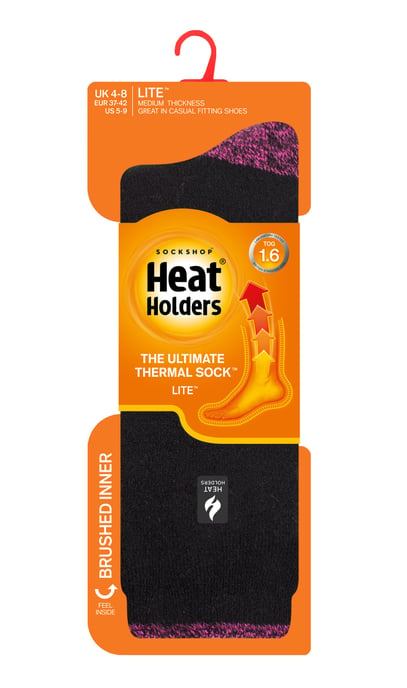 Heat Holders Lite - Isolierte Thermosocken für Damen | Mehrere Designs einschließlich Argyle Streifen Herzen Sterne | Warme Socken für den Winter - Schwarz / Berry H&T (Teneriffa) - Image 2