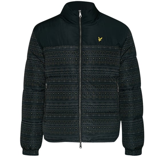 Lyle & Scott Fair Isle Reversible schwarze Pufferjacke - Image 1