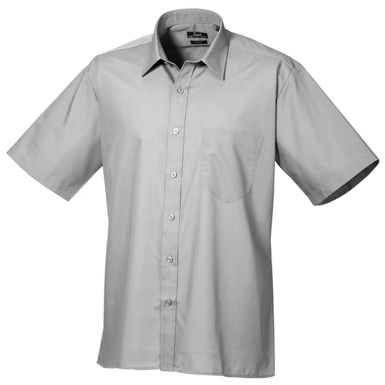 Premier Popelin Herren Hemd, kurzärmlig (Silber) - Image 1