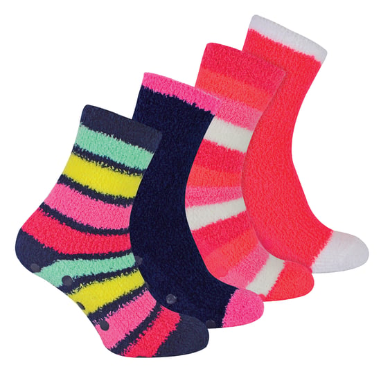 4 Paar Damen Bettsocken mit Grips| Thermische Anti-Rutsch-Pantoffeln - Stripe 1 - Image 1