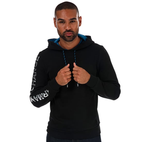Men's Armani Exchange Mesh Detail Sleeve Hoody in Black