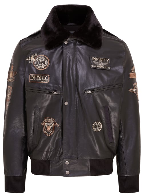 Mens Black Leather US Air Force Bomber Jacket- Lieksa