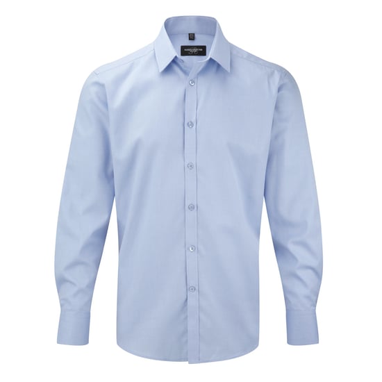 Russell Mens Herringbone Long Sleeve Work Shirt (Light Blue)