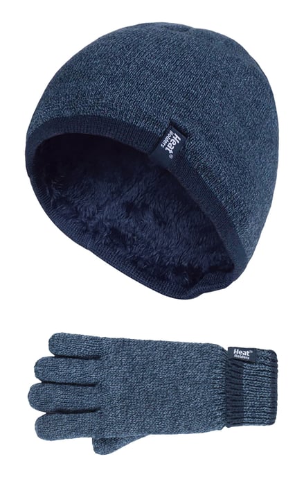 Wärmehalter - Kinder Jungen Winter warmes Fleece gefüttert isoliert stricken umdrehen Manschette gerippte Mütze und Handschuhe Set - DN2P8 - Image 1