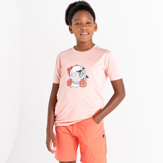 Dare 2B Childrens/Kids Amuse Skull T-Shirt (Apricot Blush Pink)