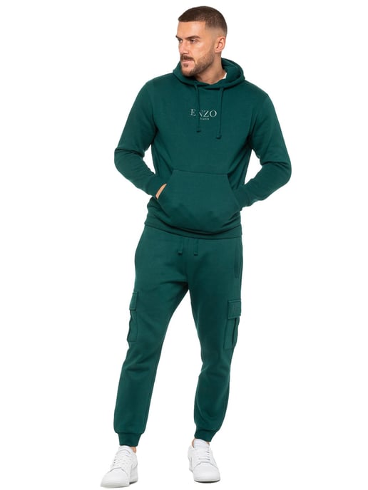 Enzo | Mens Pullover Hoodie Tracksuit Set - Green