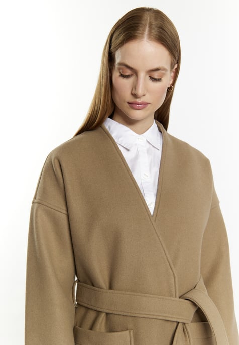 Dreimaster Übergangsmantel in Wolloptik Damen Graubeige - Image 5