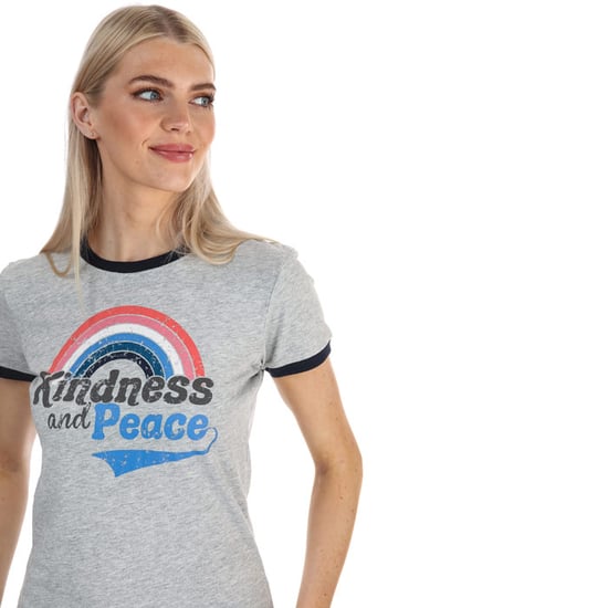 Women's Brave Soul Kindness and Peace T-Shirt in Grey Marl