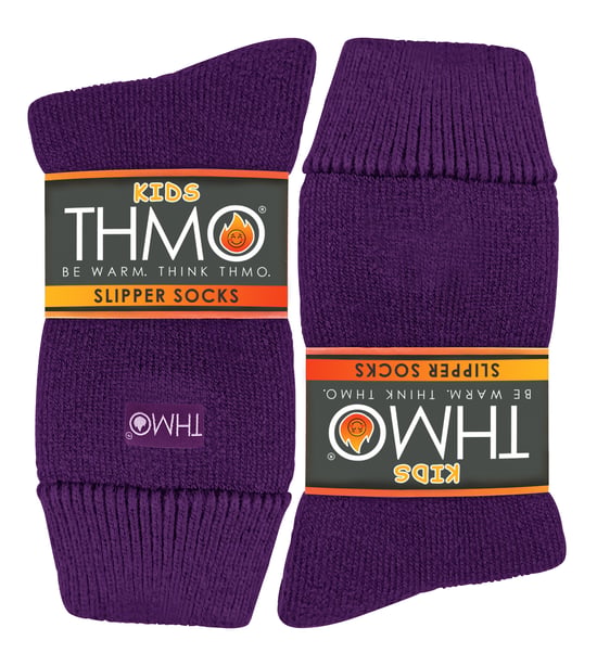 Kids Indoor Slipper Socken mit Greifern | THMO | Thick & Warm Comfort Loose Top Non Slip Thermal Socks - Lila - Image 2