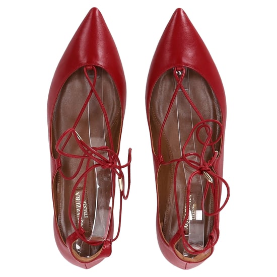 Aquazzura Christhy Schnür-Ballerinas aus rotem Leder - Image 5