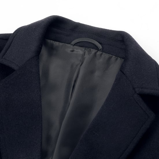 Herren Winter Wollmantel Knielang Slim Fit Umlegekragen Business M?ntel Blau - Image 4