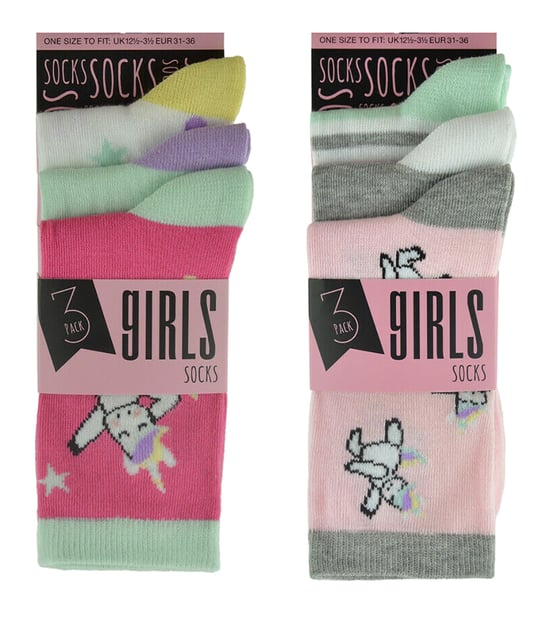 6 Paar Multipack Pastell Neuheit Mädchen Einhorn Socken - Image 2